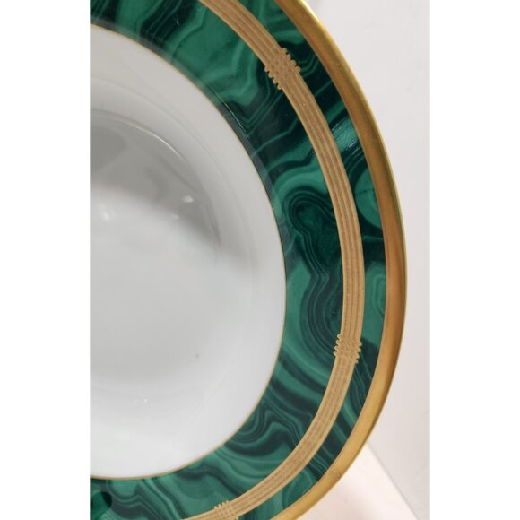 Vintage Christian Dior Malachite Gaudron 9.25" Rimmed Soup Bowl New Green - Picture 6 of 9